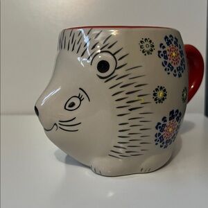 Yokohama Studio Hand Painted Hedgehog Porcupine Floral Flower Coffee Cup Mug